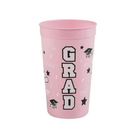 6 3/4" 32 oz. Bright Pink Grad Reusable Plastic Tumblers - 12 Ct.