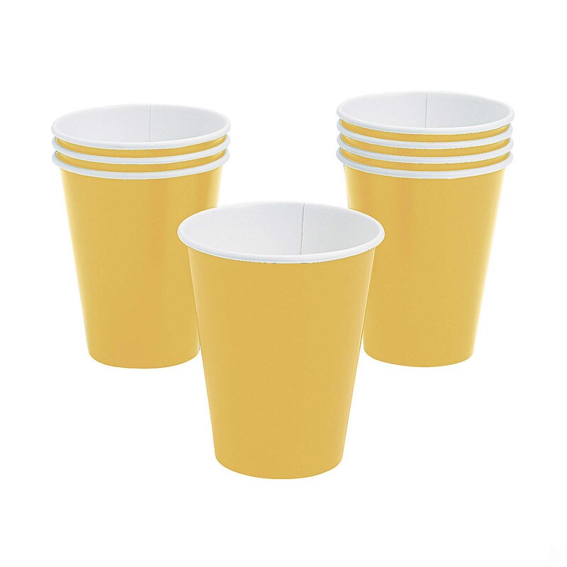 9 oz School Bus Yellow Paper Party Cups – 24 Count Disposable Set