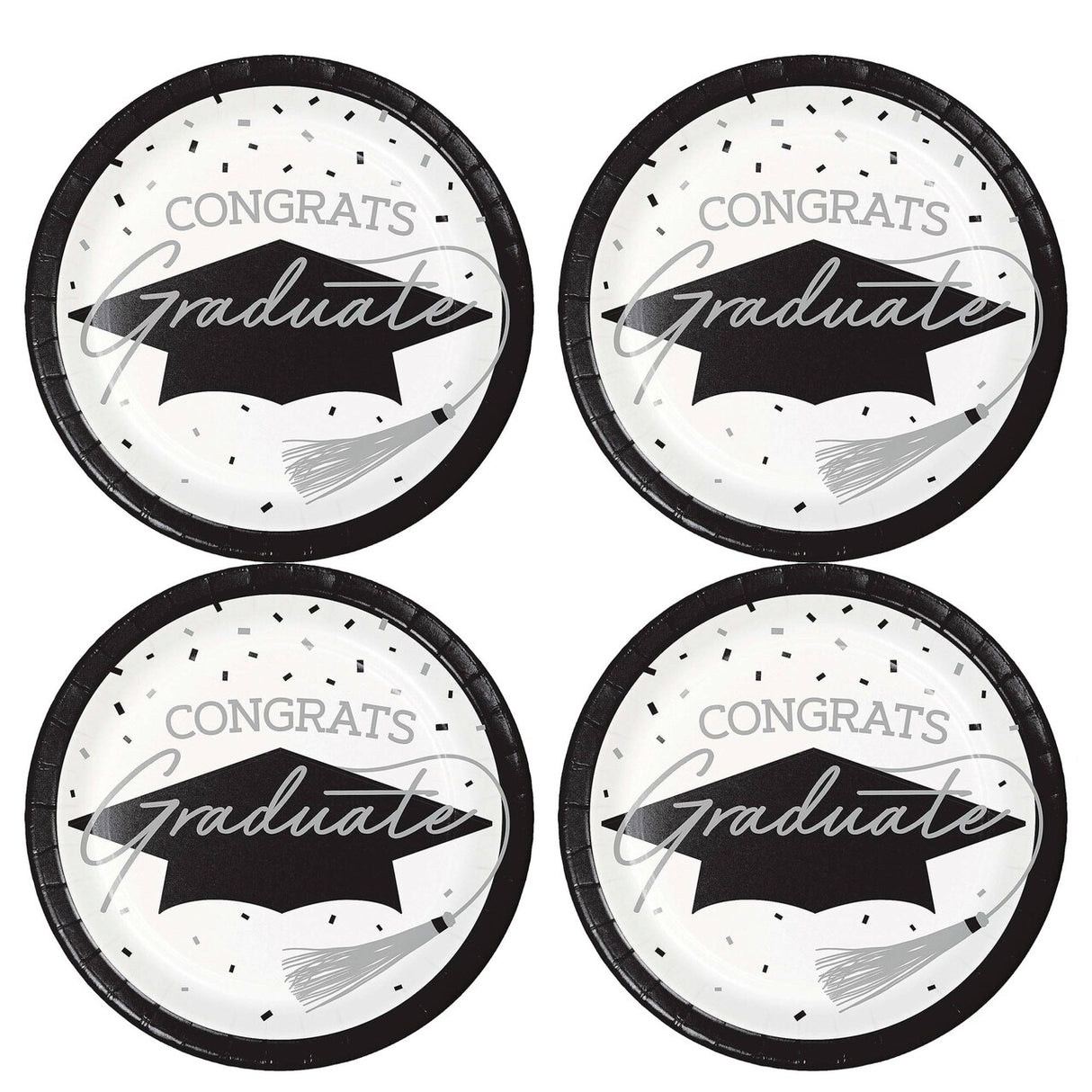 Creative Converting School Spirit White Graduation Dessert Plates – 54ct