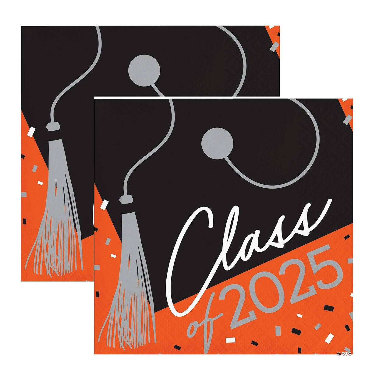 Class of 2025 Orange Graduation Beverage Napkins – 108 Count | School Spirit Collection