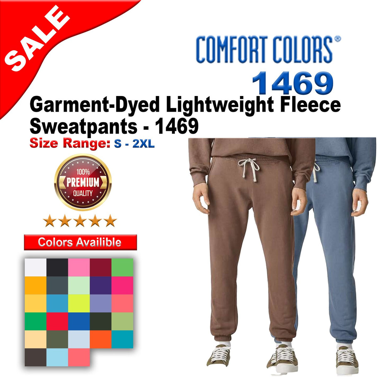 Comfort Colors® Garment-Dyed Lightweight Fleece Sweatpants - 1469