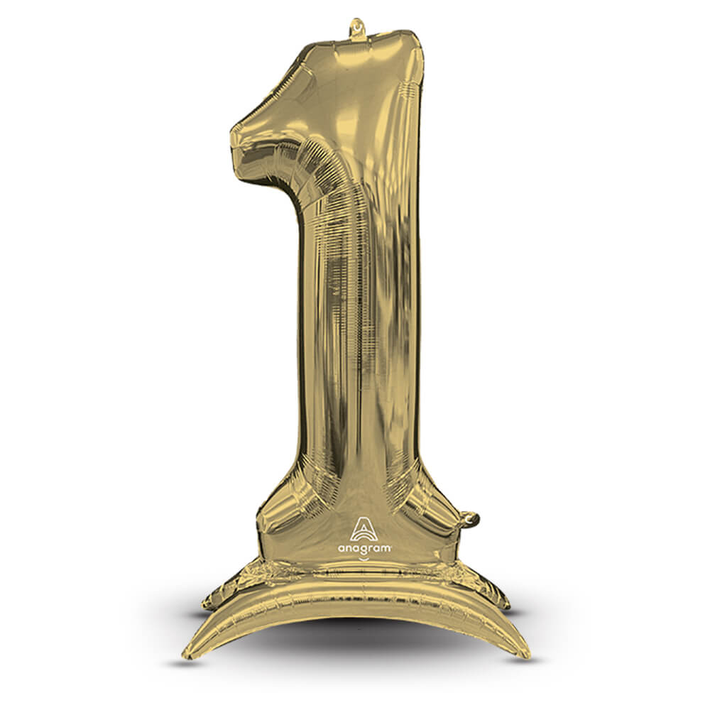 Foil Balloon Stand-Up Number 1 White Gold