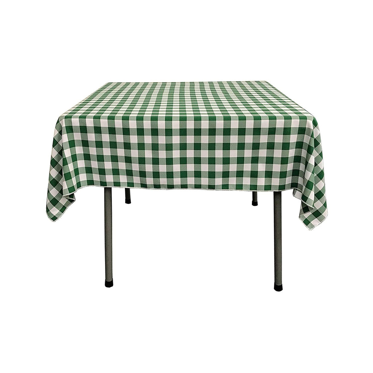 Polyester Gingham Plaid Fabric - White Checkered, 54" X 54" Square Tablecloth, 6" Drop (1 Tablecloth)