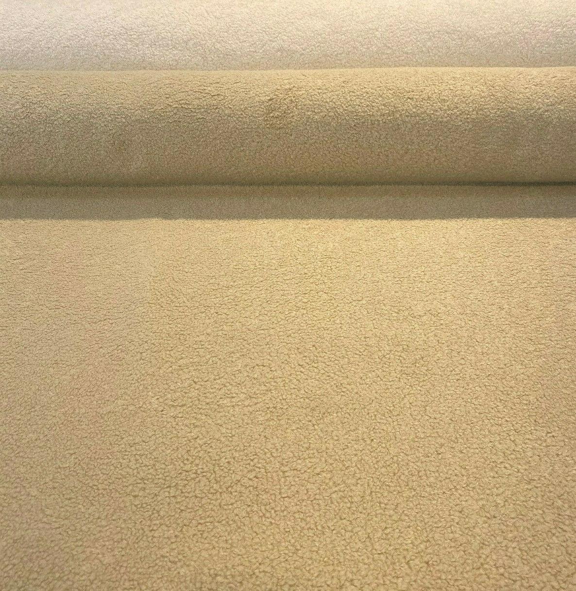 Fuzzy Wooly Boucle Polyester Fabric - Beige Parchment, 54" Width, 50,000 Double Rubs (1 Yard)