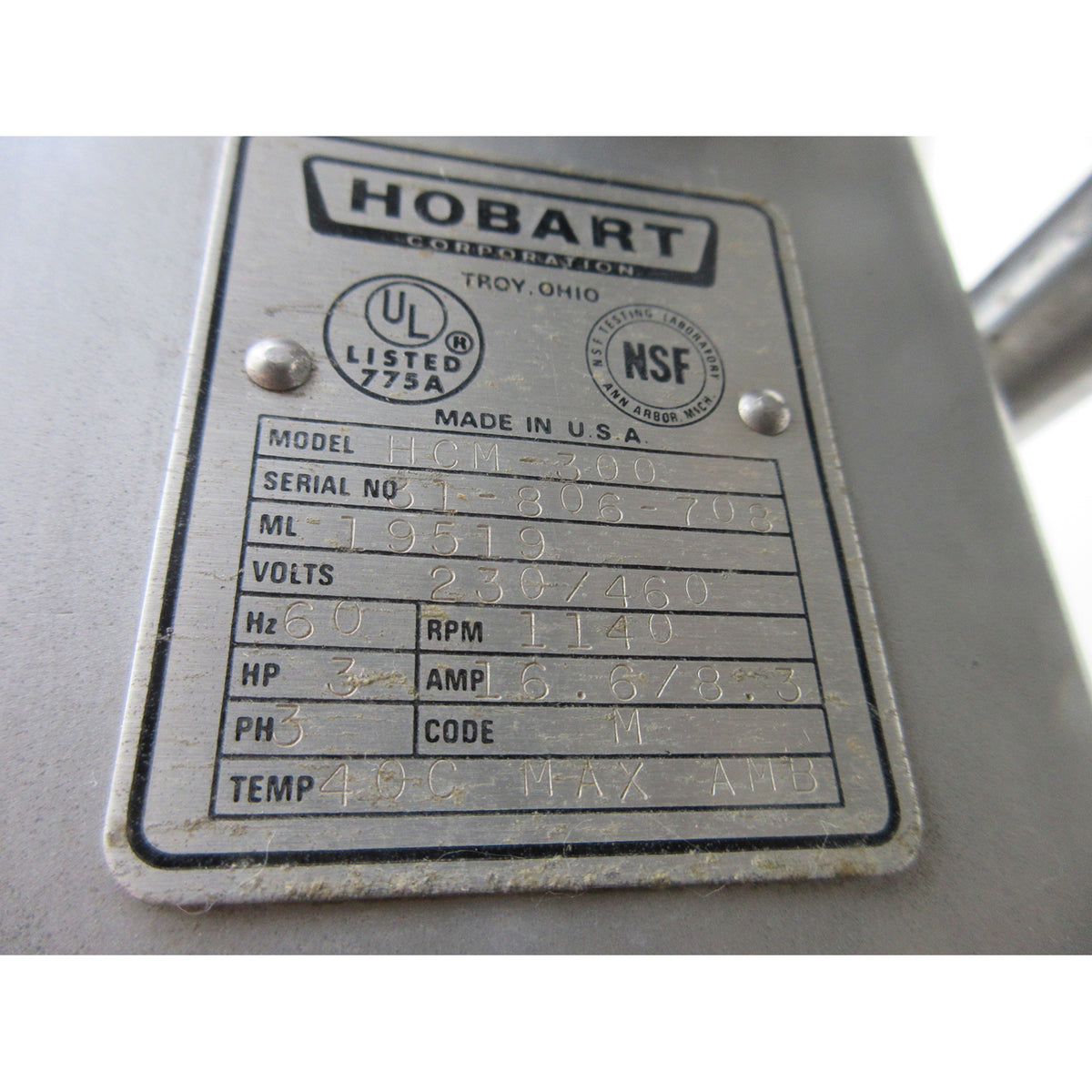 Hobart HCM-300 Cutter Mixer 30 Qt, Used Excellent Condition