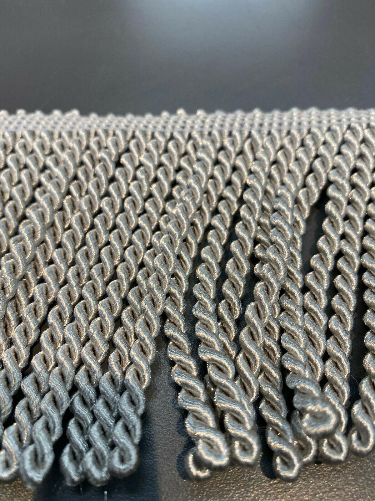 Bullion Fringe 4" Dark Silver Trim - Bullion Fringe Fabric, Dark Silver, 4" Width (1 Yard)