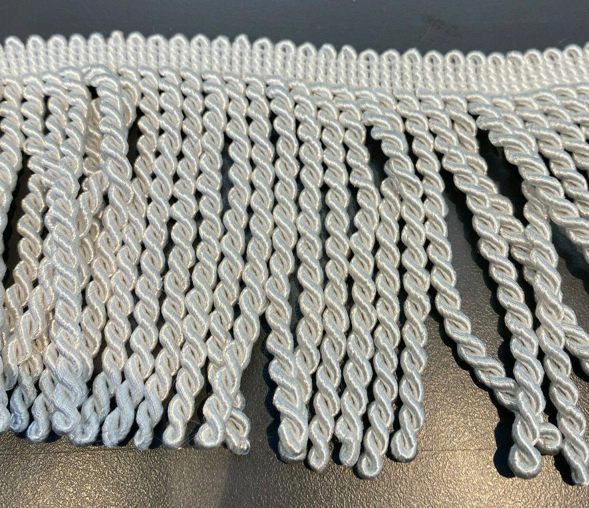 Bullion Fringe Cotton Polyester Fabric - White, 4" Width (1 Yard)