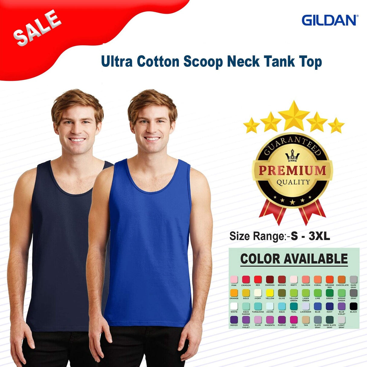 Gildan® Ultra Cotton Scoop Neck Tank Top - 2200