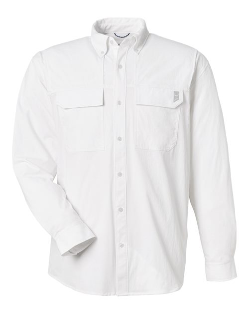 HUK® Men’s Long Sleeve Fishing Shirt with Pockets UPF 30+ Sun Protection & Ventilated Design