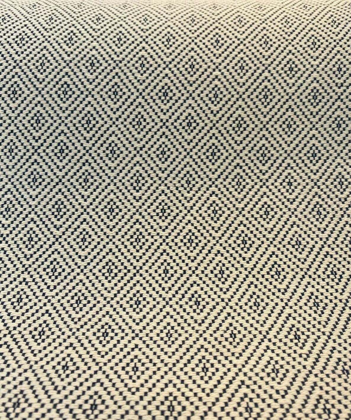 Classic Diamond Brocade Upholstery Fabric - Navy Blue, Off-White, 56" Width (1 Yard)