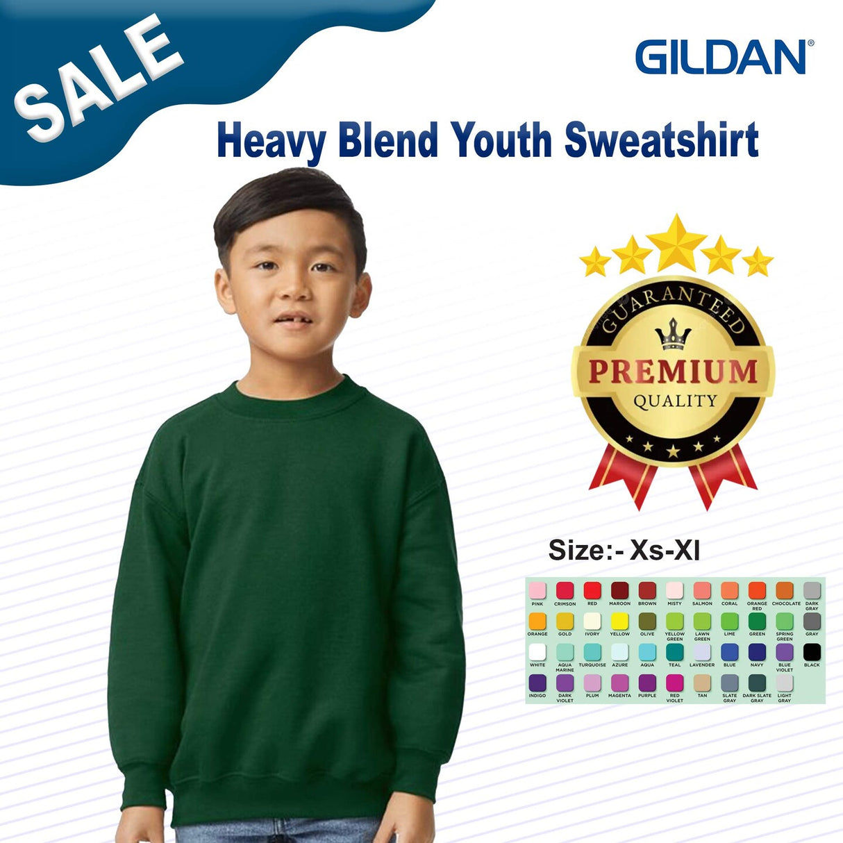 Gildan® Heavy Blend Youth Crew Neck Long Sleeve Sweatshirt