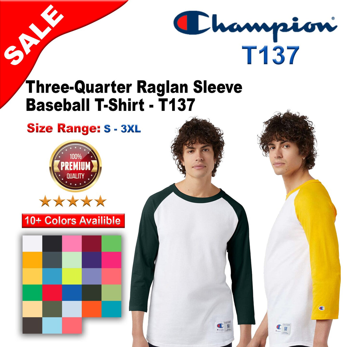Champion® Three-Quarter Raglan Sleeve Baseball T-Shirt