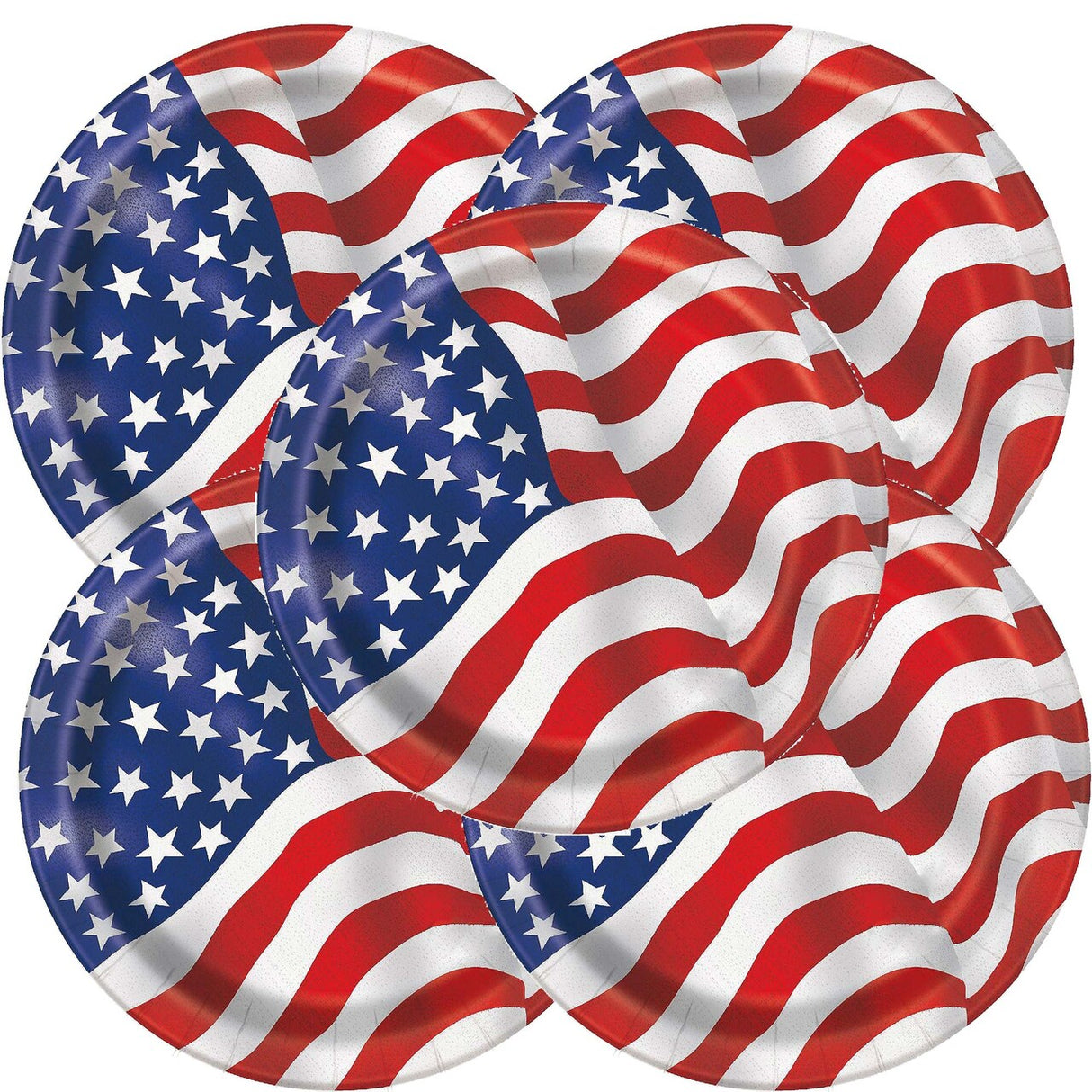 Patriotic USA Flag 7" Appetizer Dessert Plates 8ct