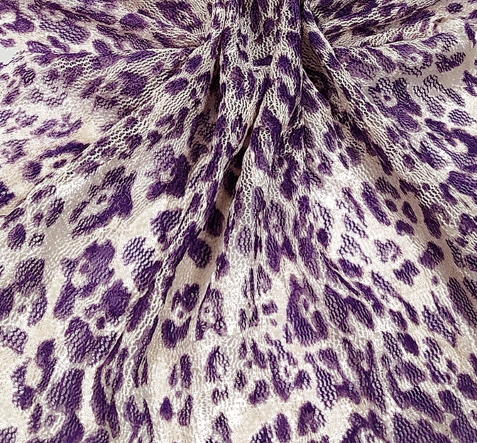Lace Animal Print 5455-2 Sample Lace Fabric - Lavender/Ivory Animal Print, 50/52" Width