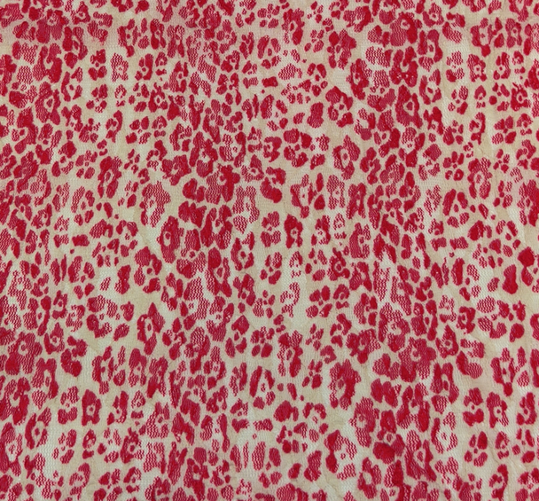 1 Yard Lace Animal Print Apparel Fabric 50/52" Red Ivory, Lightweight Stretch Lace for Dresses & Lingerie