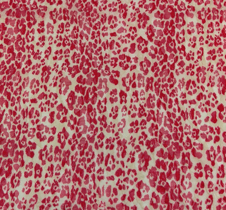 1 Yard Lace Animal Print Apparel Fabric 50/52" Red Ivory, Lightweight Stretch Lace for Dresses & Lingerie