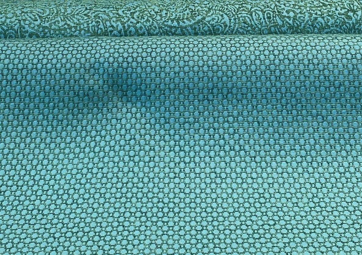 Amy Brocade Jacquard Fabric - Teal, Small Dot, 56" Width (1 Yard)