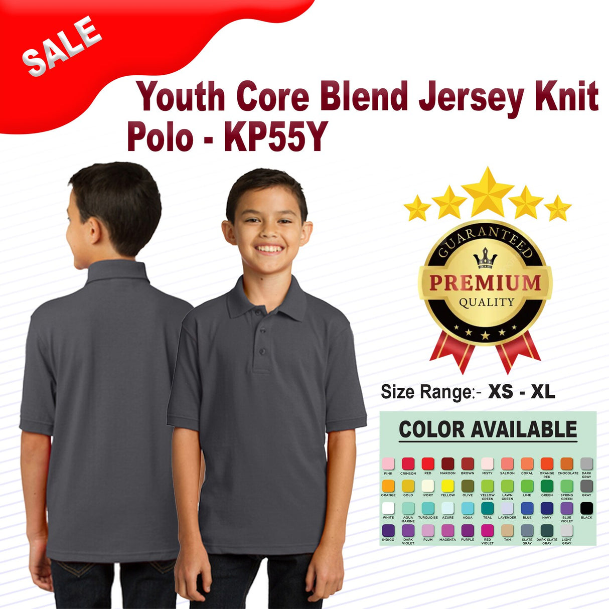 12 Pack Port Authority® Youth Short Sleeve Core Blend Jersey Knit Polo