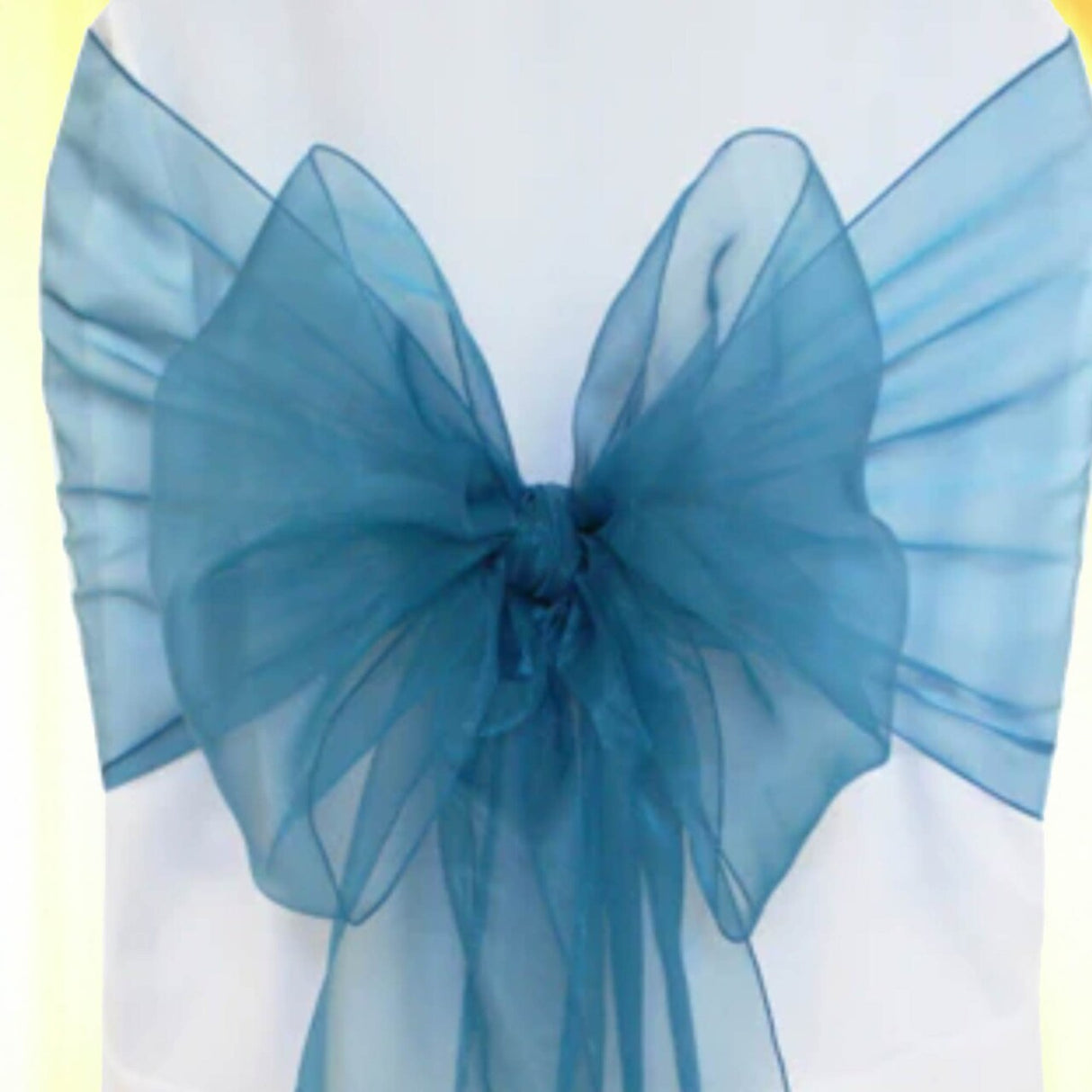 10 Pieces Peacock Organza Chair Bands, 12"x116" Stylish Angled End Decor