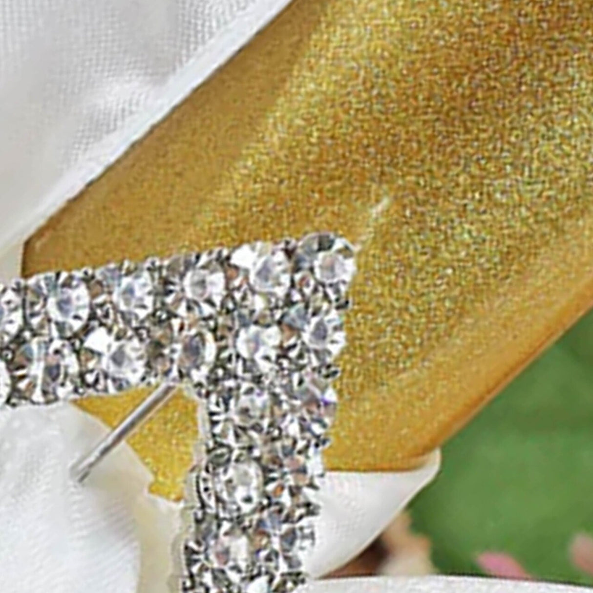 1 Piece Diamond Rhinestone Chair Band Buckle Silver Metal Accent 2 Inch Width