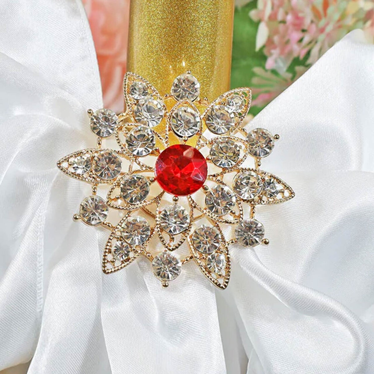 1 Piece North Star Rhinestone Chair Band Buckle Silver Metal Accent 2 Inch Width