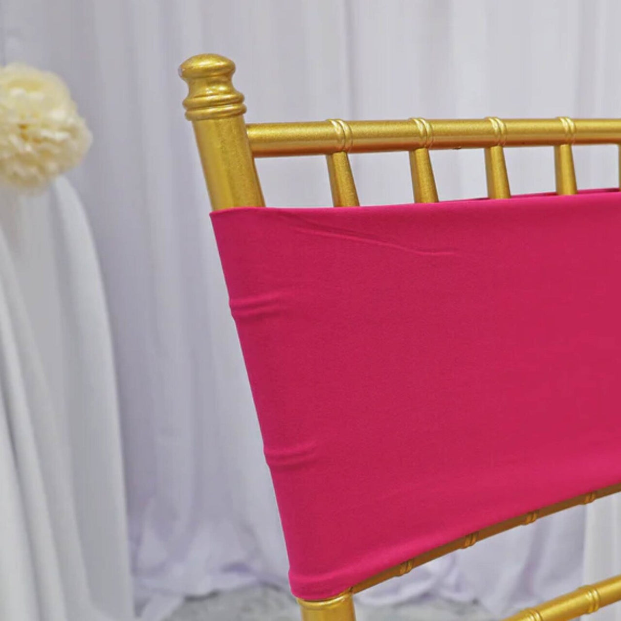 10 Pieces Fuchsia Spandex Chair Bands 7 x 13 Inches