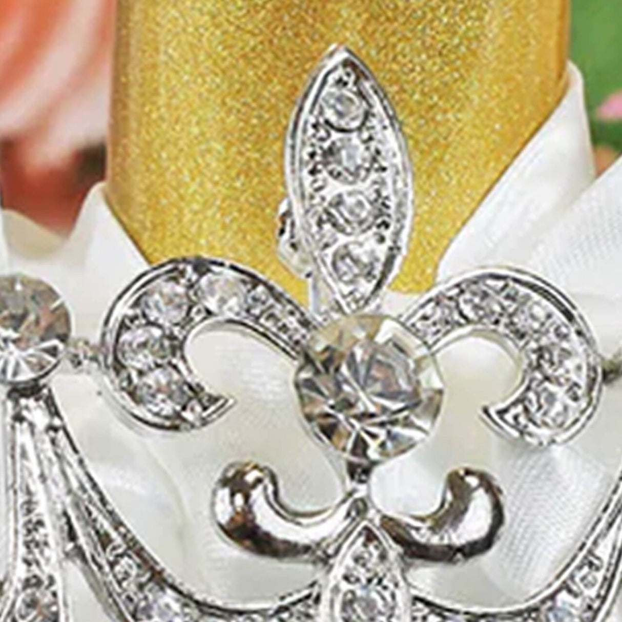 1 Piece Crown Rhinestone Chair Band Buckle Silver Metal Decor 2 Inch Width