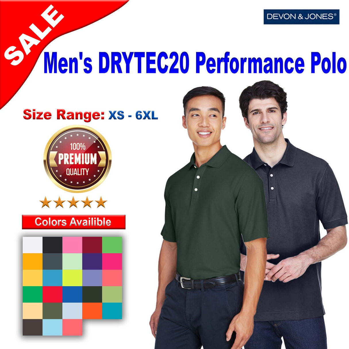 Devon & Jones® Men's DRYTEC Performance Pocket Polo