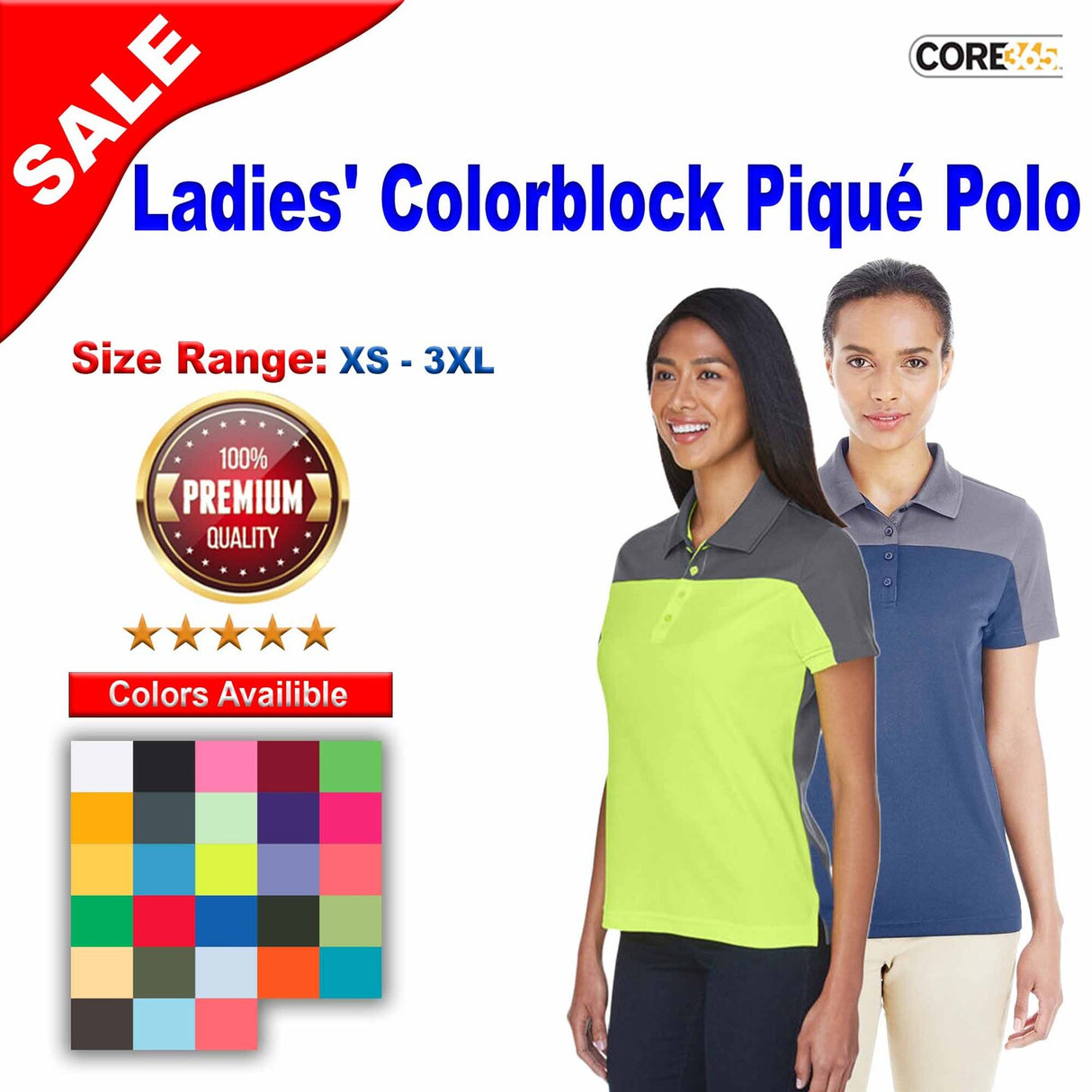 CORE® Ladies Balance Colorblock Performance Piqué Polo