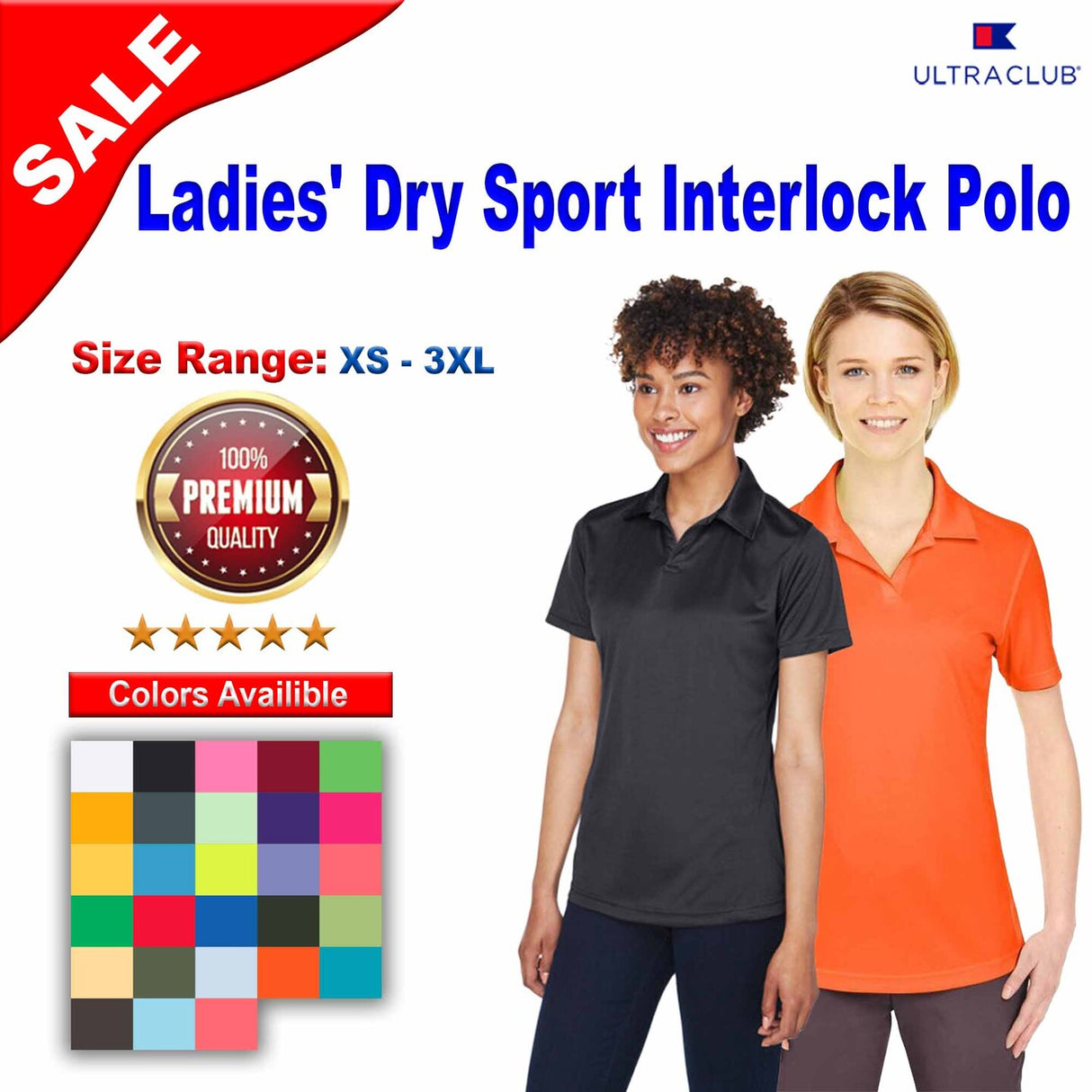 UltraClub® Ladies Cool & Dry Sport Performance Interlock Polo