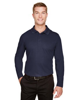 Devon & Jones® CrownLux Performance Men's Plaited Long Sleeve Polo