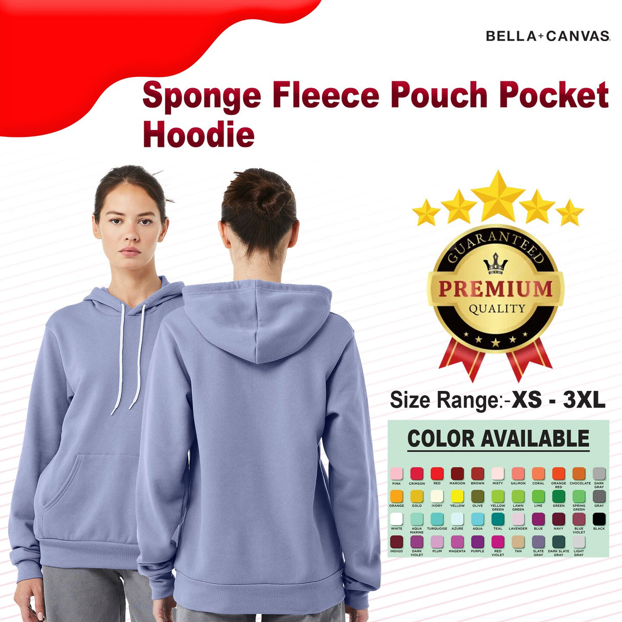 BELLA + CANVAS® Sponge Fleece Pouch Pocket Hoodie