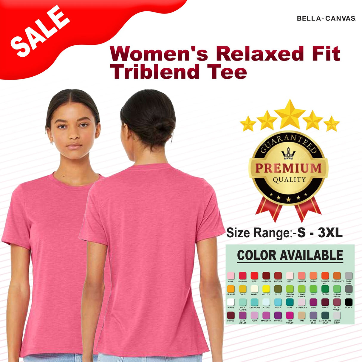 BELLA + CANVAS® Women's Relaxed Fit Crewneck Short Sleeve Triblend Tee