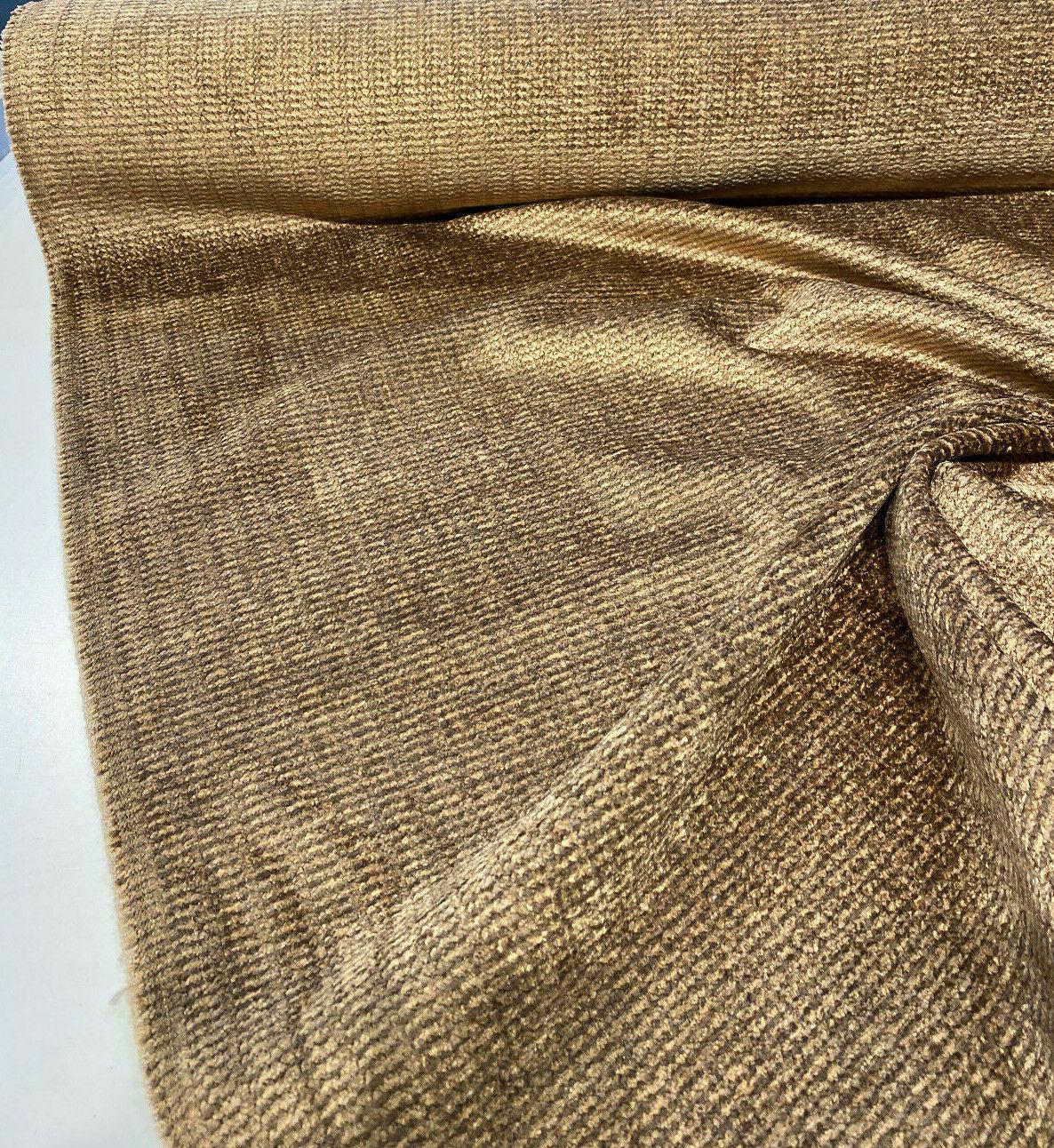 Omega Cocoa Soft Chenille Upholstery Fabric - Golden Brown, Multi Chenille Plain, 56" Width (1 Yard)