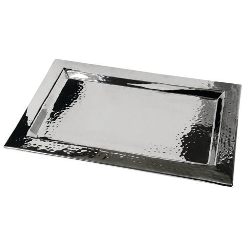 Eastern Tabletop Decorative Hammered Rectangular Display Tray - 18" x 12", Stainless Steel