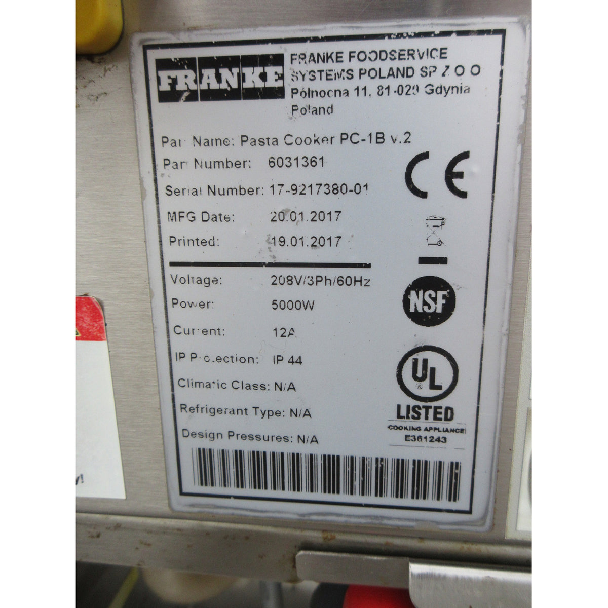 Franke Pasta Cooker, Electric, Used Excellent Condition