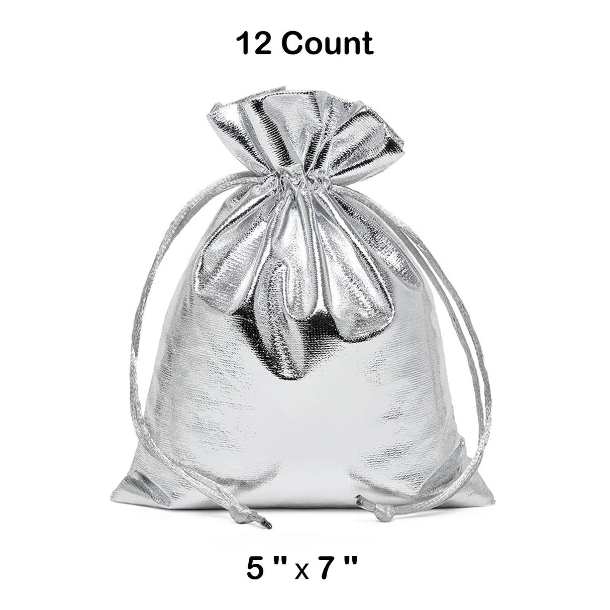 Metallic Lame Bags 5 '' x 7 '' Silver Color 12 EACH / PACKAGE
