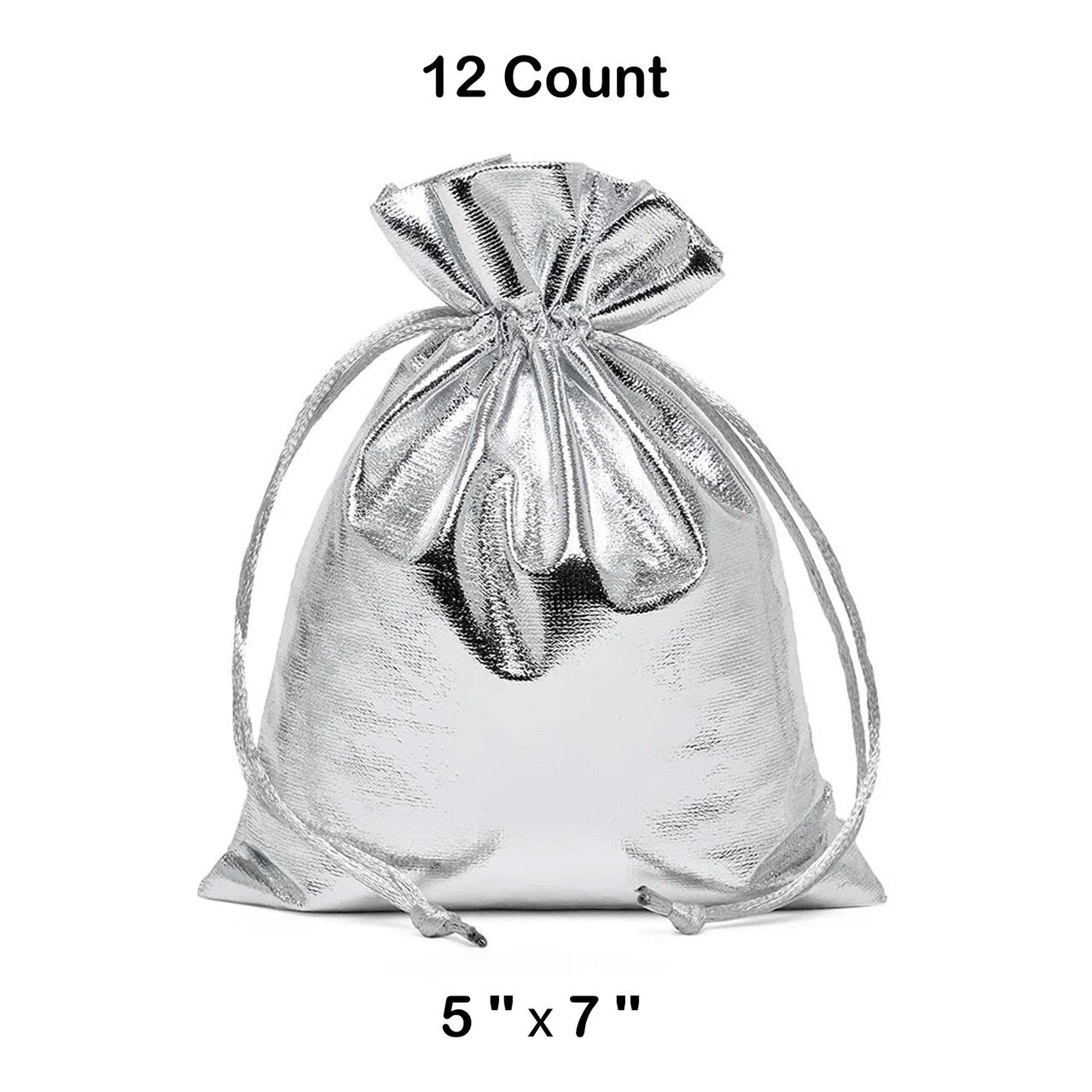 Metallic Lame Bags 5 '' x 7 '' Silver Color 12 EACH / PACKAGE