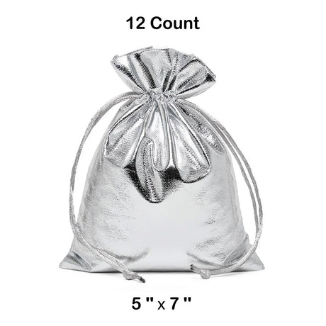 Metallic Lame Bags 5 '' x 7 '' Silver Color 12 EACH / PACKAGE