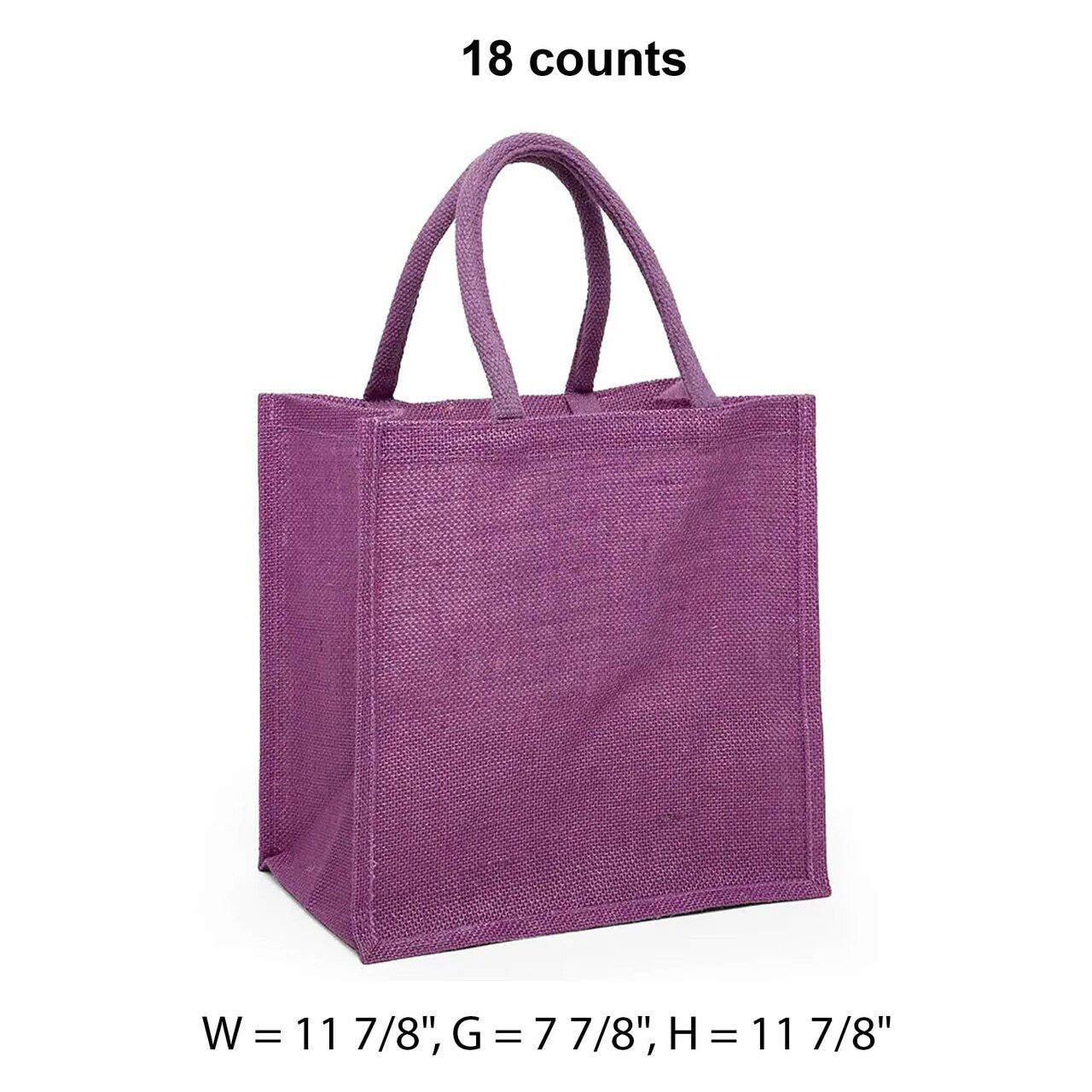 Jute Shopping Bags - Laminated Interior 11 7/8 '' X 7 7/8 '' X 11 7/8 '' Lavender