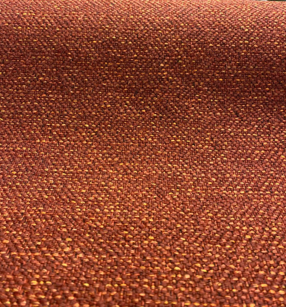 Presley Red Henna Tweed Chenille Upholstery Fabric - Maroon Red With Gold And Black Specs, 56" Width (1 Yard)