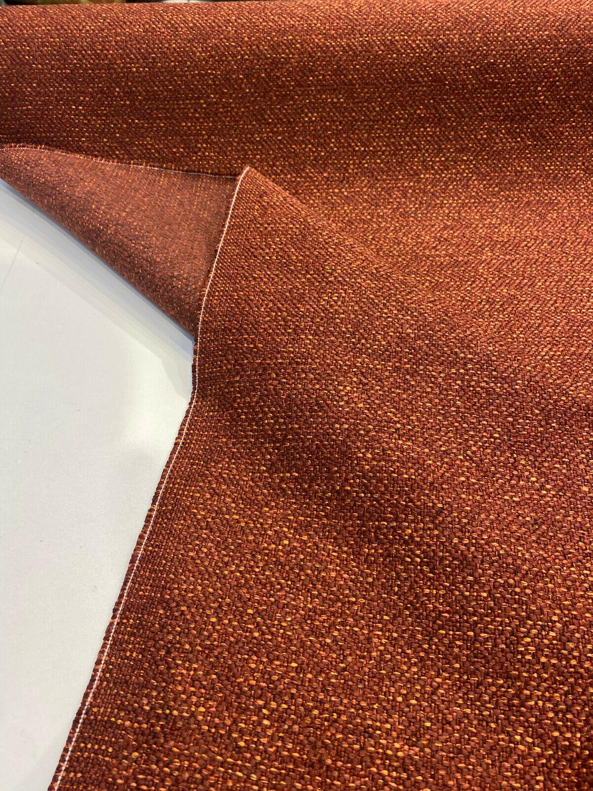 Presley Red Henna Tweed Chenille Upholstery Fabric - Maroon Red With Gold And Black Specs, 56" Width (1 Yard)