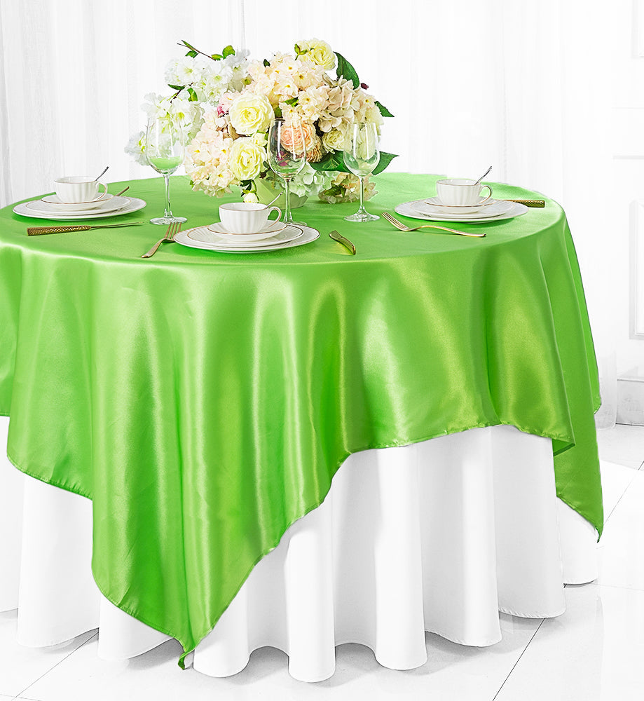 Satin Square Table Overlay 54x54 Apple Green