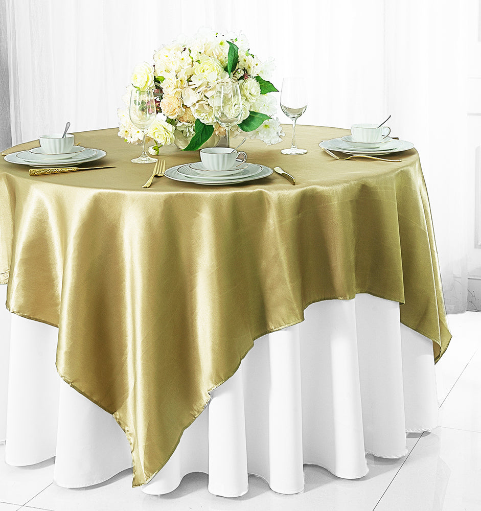 Seamless Square Satin Table Overlay Premium Polyester Cloth