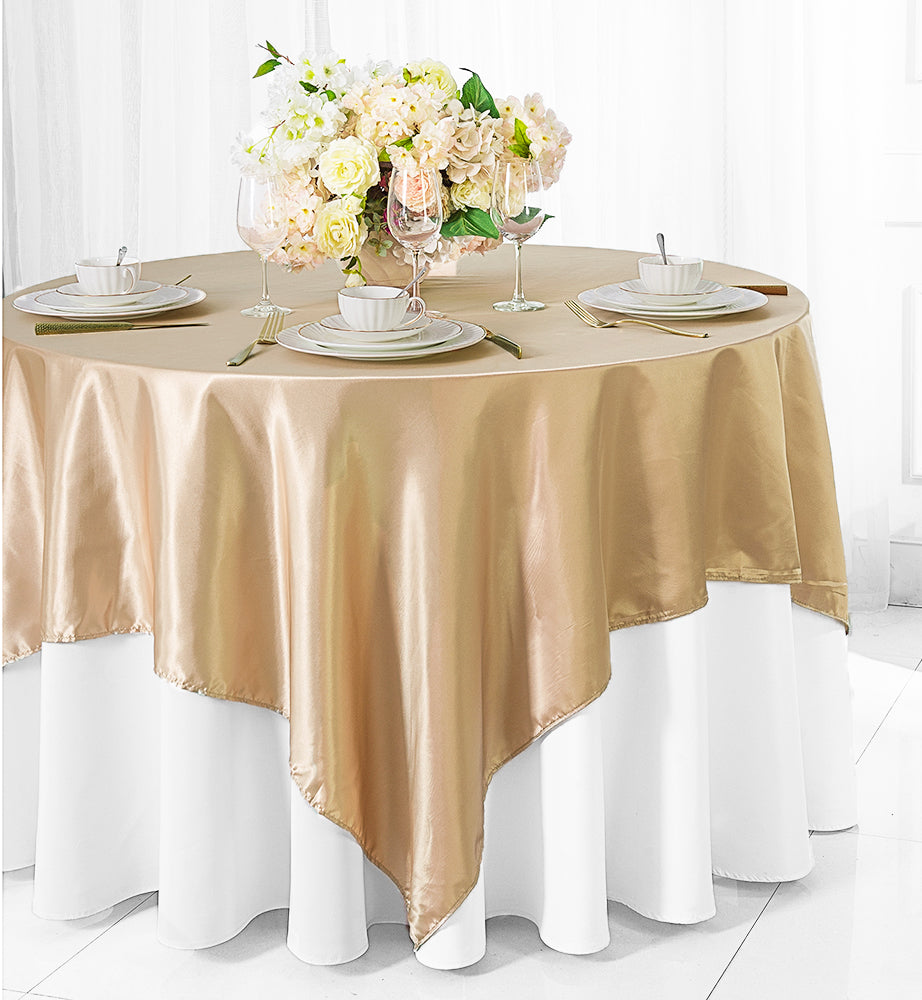 Satin Square Table Overlay 85x85 Champagne