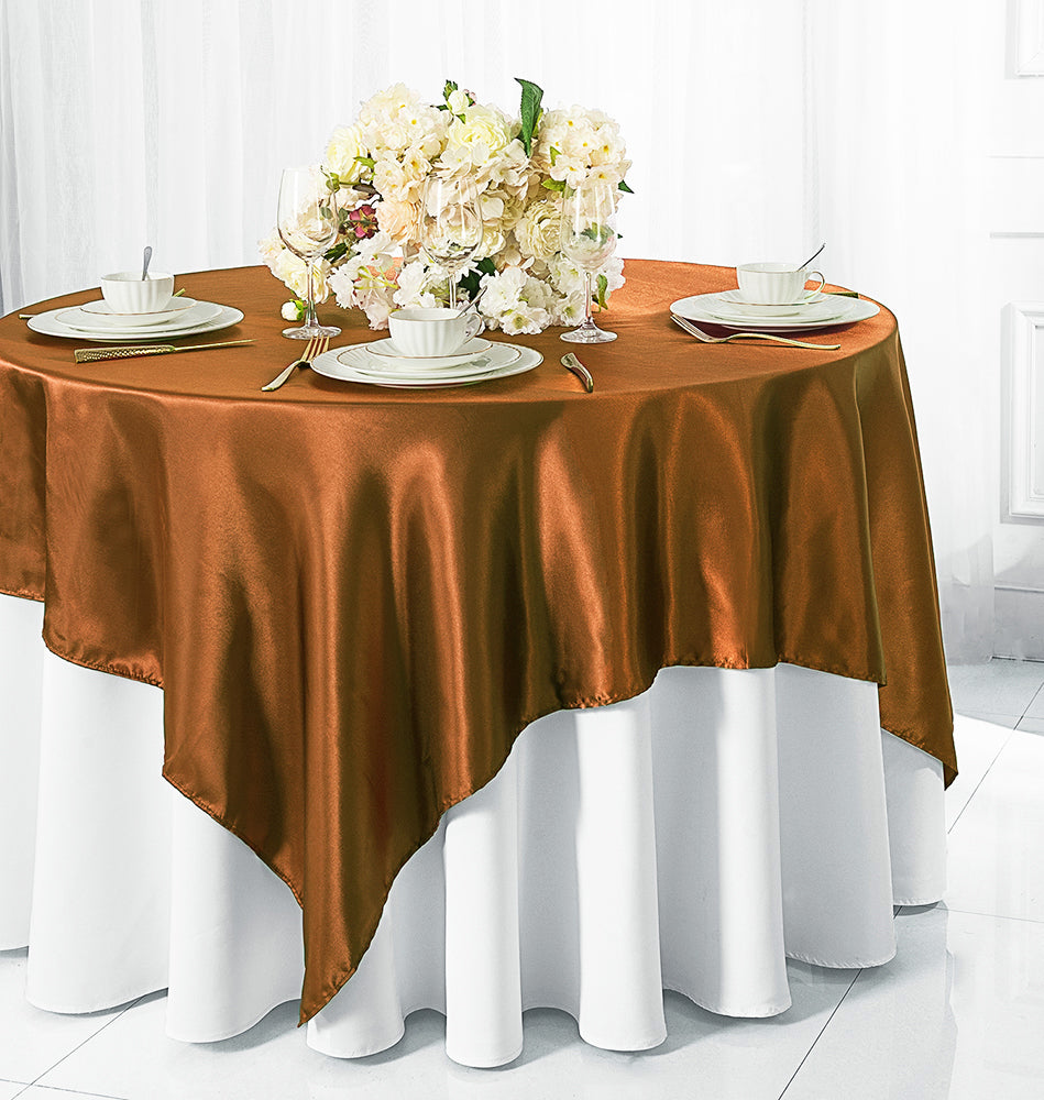 Satin Square Table Overlay 85x85 Copper