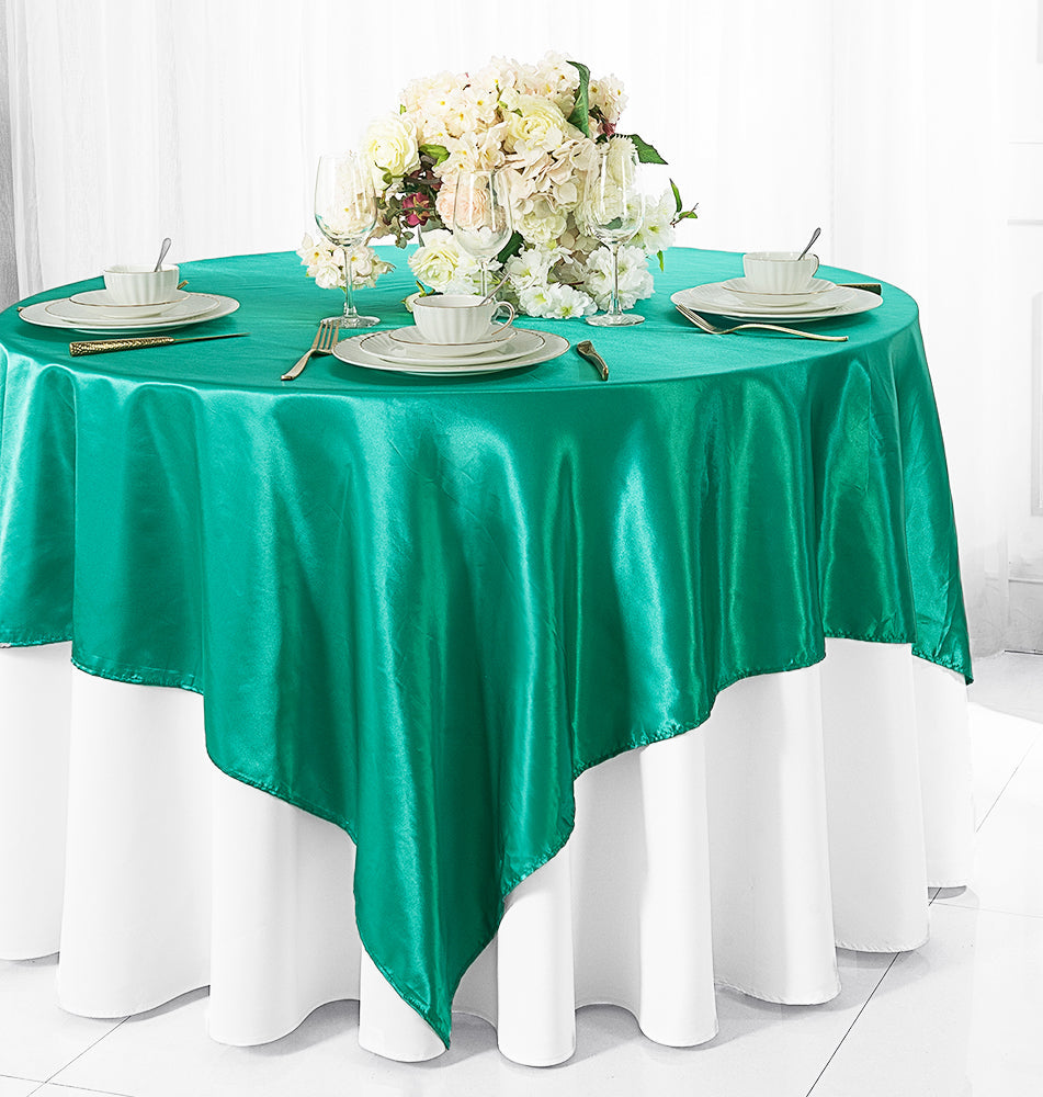 Satin Table Overlay 85x85 Square Jade