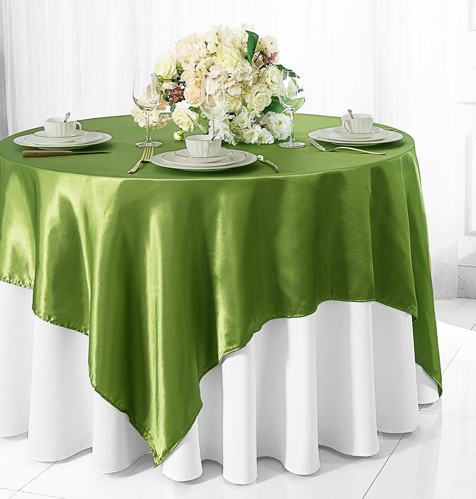 Satin Table Overlay 85x85 Square Moss Green