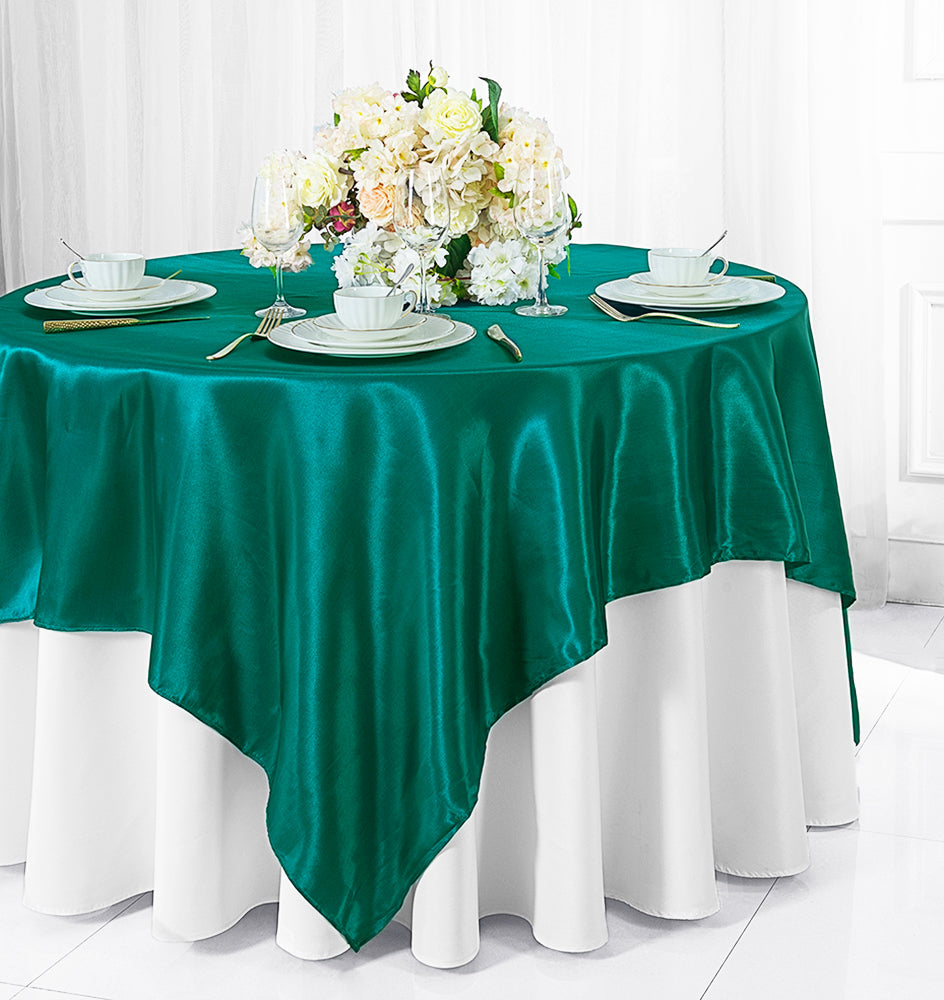 Seamless Square Satin Table Overlay 120 Inch Décor