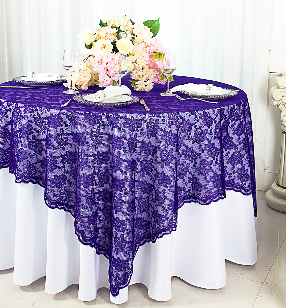 Square Lace Table Overlay 54x54 Regency Purple